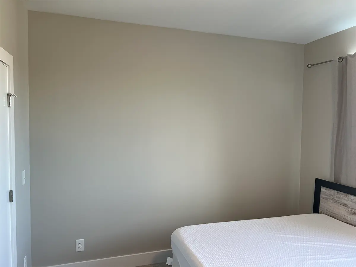 interior painting project of a room painted olive green