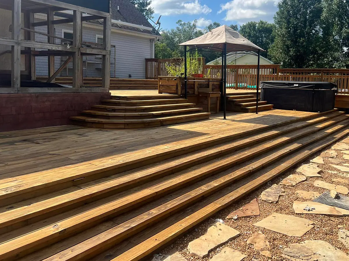 multi level deck made of wood