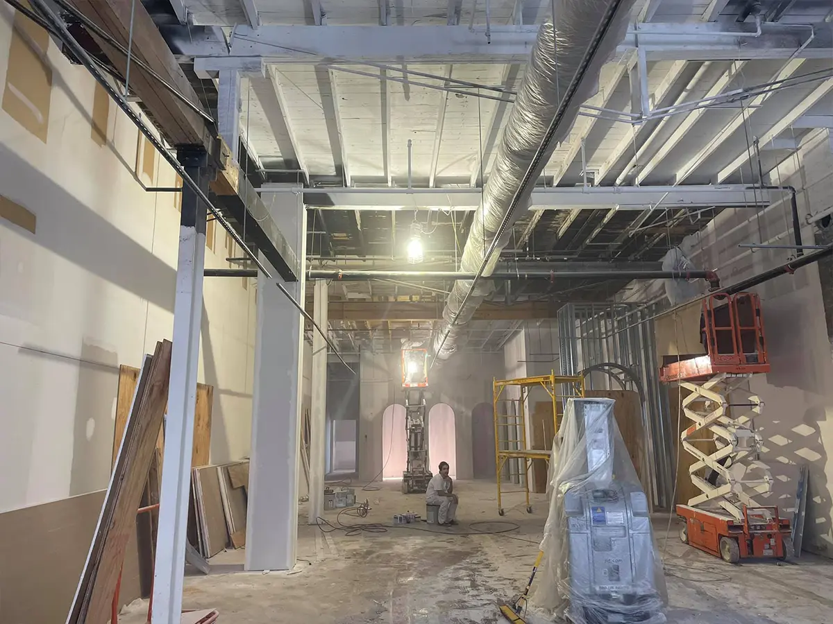 inside of warehouse, commercial painting project